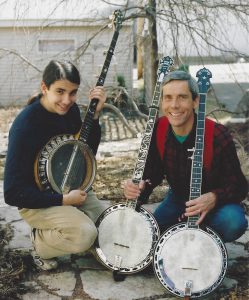 Peter and his dad posing with their banjos.
