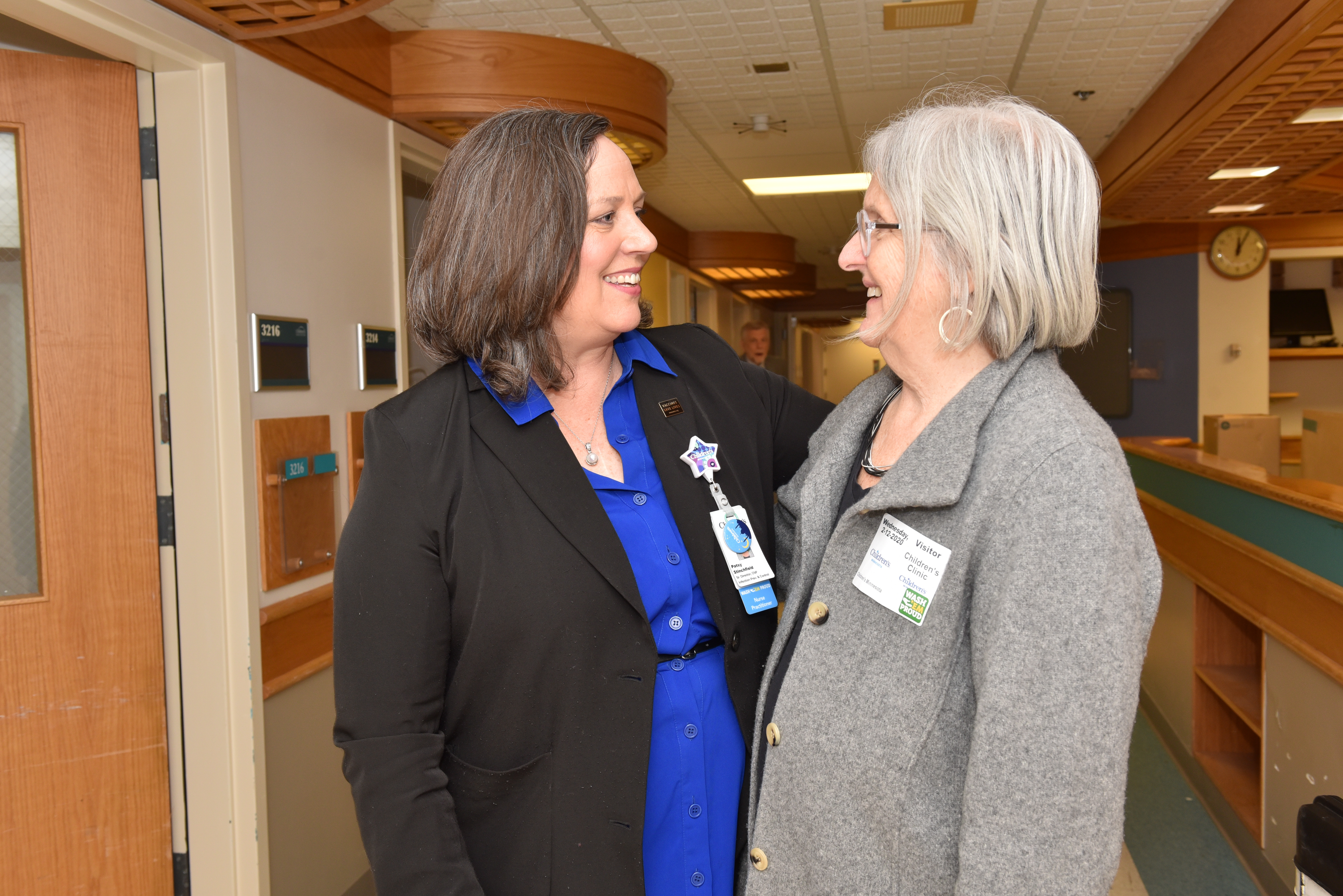 Patsy Stinchfield and Dr. Deborah Wexler at Visionaries documentary filing Children's Minnesota St. Paul campus